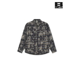 [BONELESS] Cloud-Dyed Pinstripe Shirt – Long Sleeve Textured Button-Up