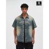 [BONELESS] Faded Denim Graphic Shirt – Short Sleeve Button-Up