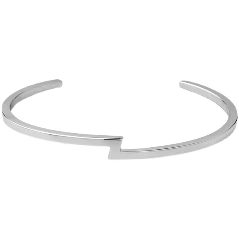 [WBT] Minimalist Open Cuff Bracelet – Silver-Tone Geometric Bangle